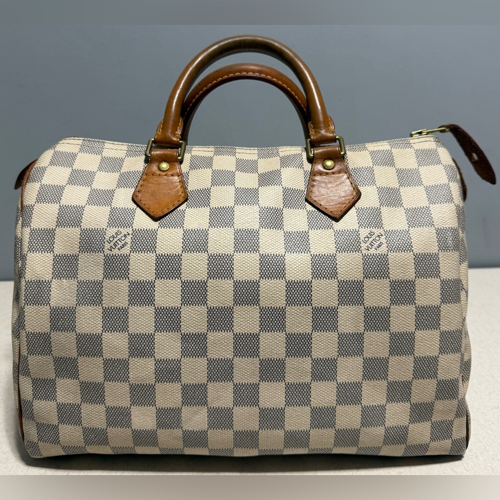 Louis Vuitton Checkered Satchel - Brown and Cream